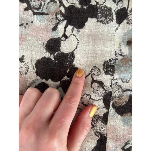 Lafayette 148 Women's 6P Linen Midi Skirt Abstract Floral White Pink Brown Green - Picture 11 of 12